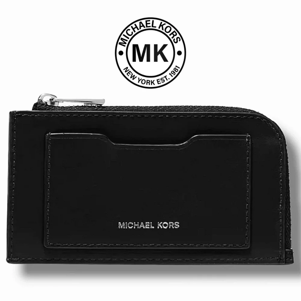 PRICE DROP‼️NWT MICHAEL KORS Unisex L-ZIP Genuine Leather Black Wallet with Box